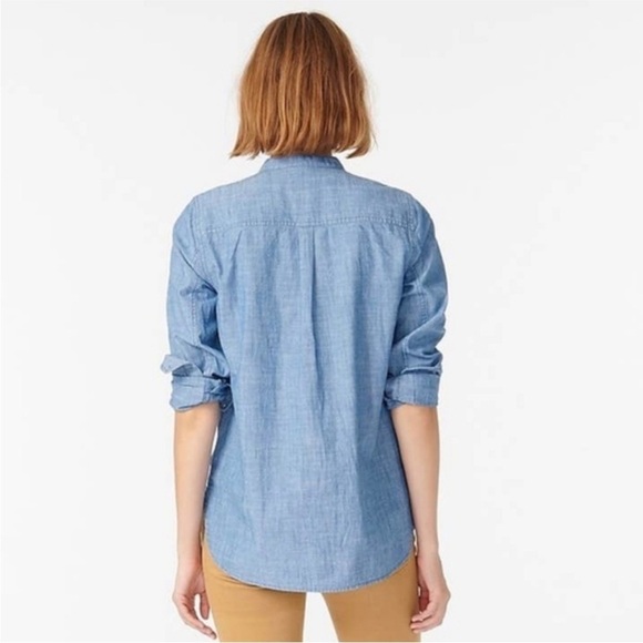 J.Crew Chambray collarless tuxedo shirt size small - Picture 2 of 9